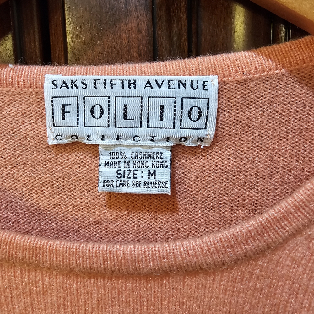 Saks Fifth Avenue Coral Crew Neck Sweater - Picture 2 of 3
